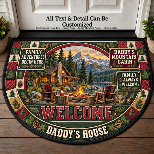 Daddy's Mountain Cabin Personalized Half Round Mat | 5To9Vibe