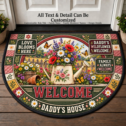 Daddy's Wildflower Welcome Personalized Half Round Mat | 5To9Vibe