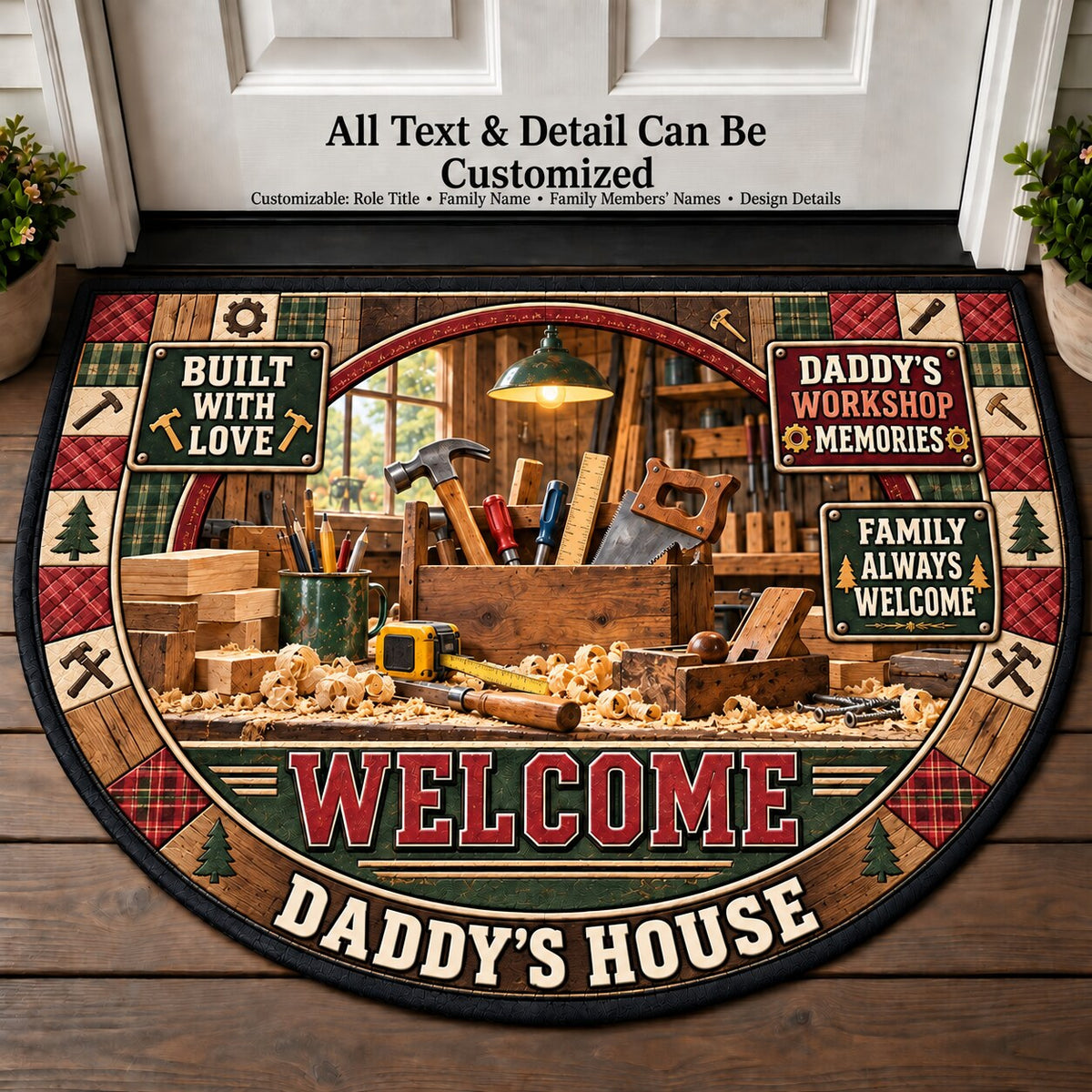 Daddy's Workshop Memories Personalized Half Round Mat | 5To9Vibe