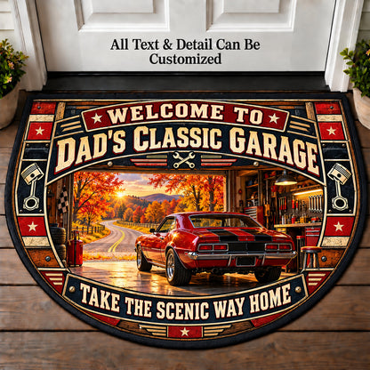 Autumn Country Road - Dad's Classic Garage Personalized Half Round Mat | 5To9Vibe