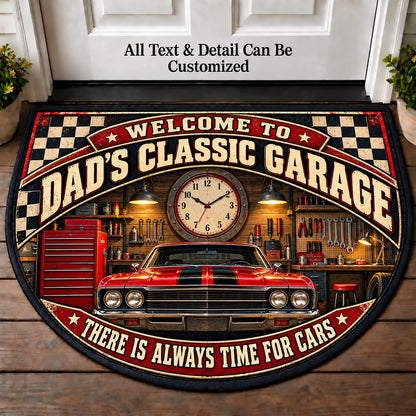 Garage Clock - Dad's Classic Garage Personalized Half Round Mat | 5To9Vibe
