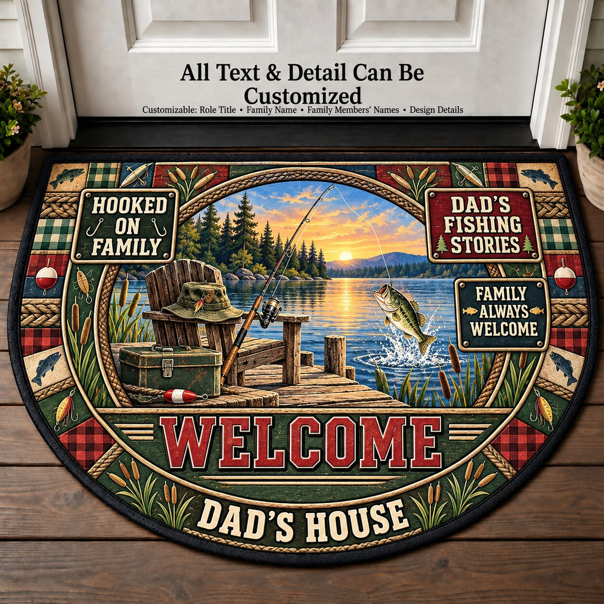 Dad's Fishing Stories Personalized Half Round Mat | 5To9Vibe