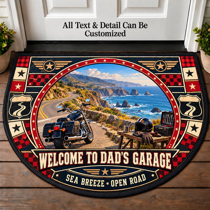 Coastal Route - Dad's Garage Personalized Half Round Mat | 5To9Vibe