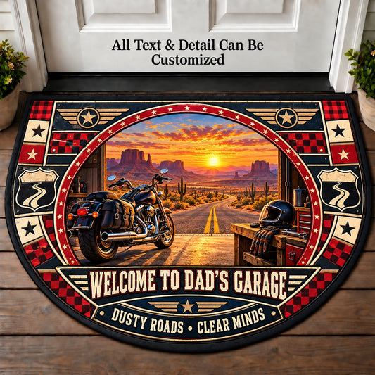 Desert Ride - Dad's Garage Personalized Half Round Mat | 5To9Vibe