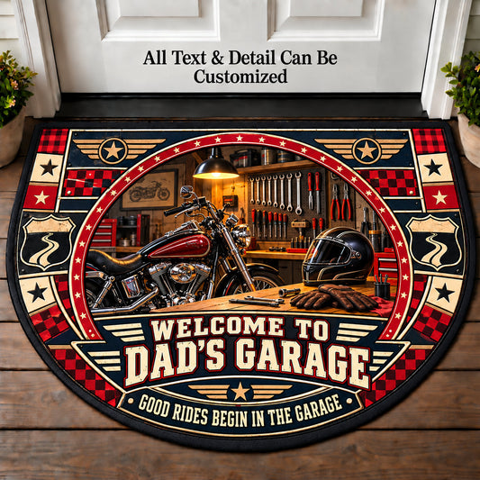 Garage Bench - Dad's Garage Personalized Half Round Mat | 5To9Vibe