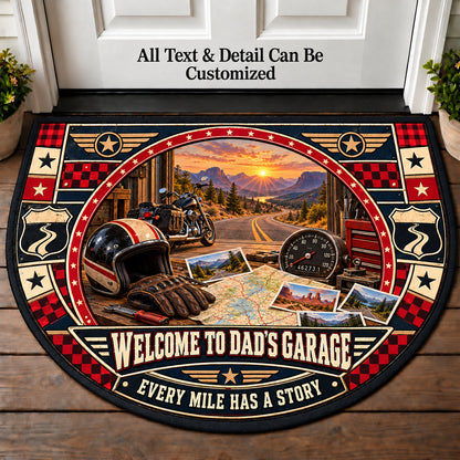 Mileage Memories - Dad's Garage Personalized Half Round Mat | 5To9Vibe