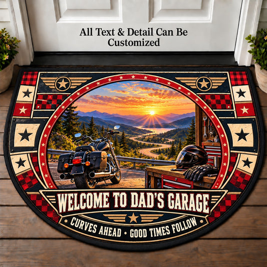 Mountain Pass - Dad's Garage Personalized Half Round Mat | 5To9Vibe