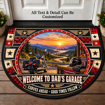 Mountain Pass - Dad's Garage Personalized Half Round Mat | 5To9Vibe