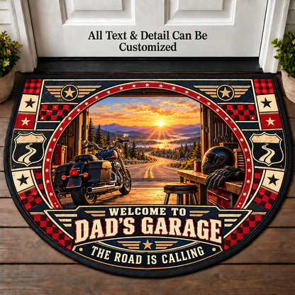 Open Highway Sunrise - Dad's Garage Personalized Half Round Mat | 5To9Vibe