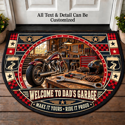 Workshop Wrench - Dad's Garage Personalized Half Round Mat | 5To9Vibe
