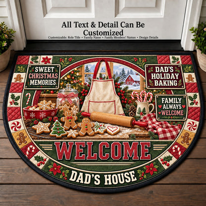 Dad's Holiday Baking Personalized Half Round Mat | 5To9Vibe