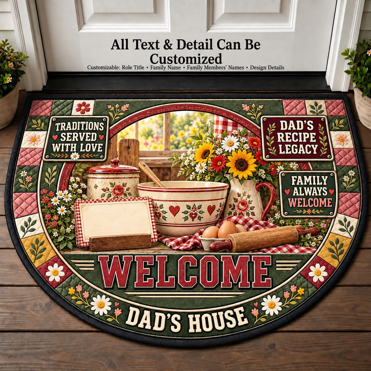Dad's Recipe Legacy Personalized Half Round Mat | 5To9Vibe