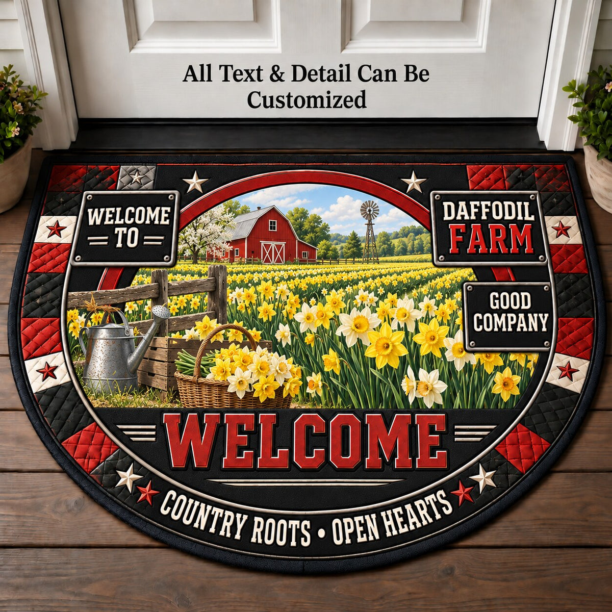 Daffodil Farm Personalized Half Round Mat | 5To9Vibe