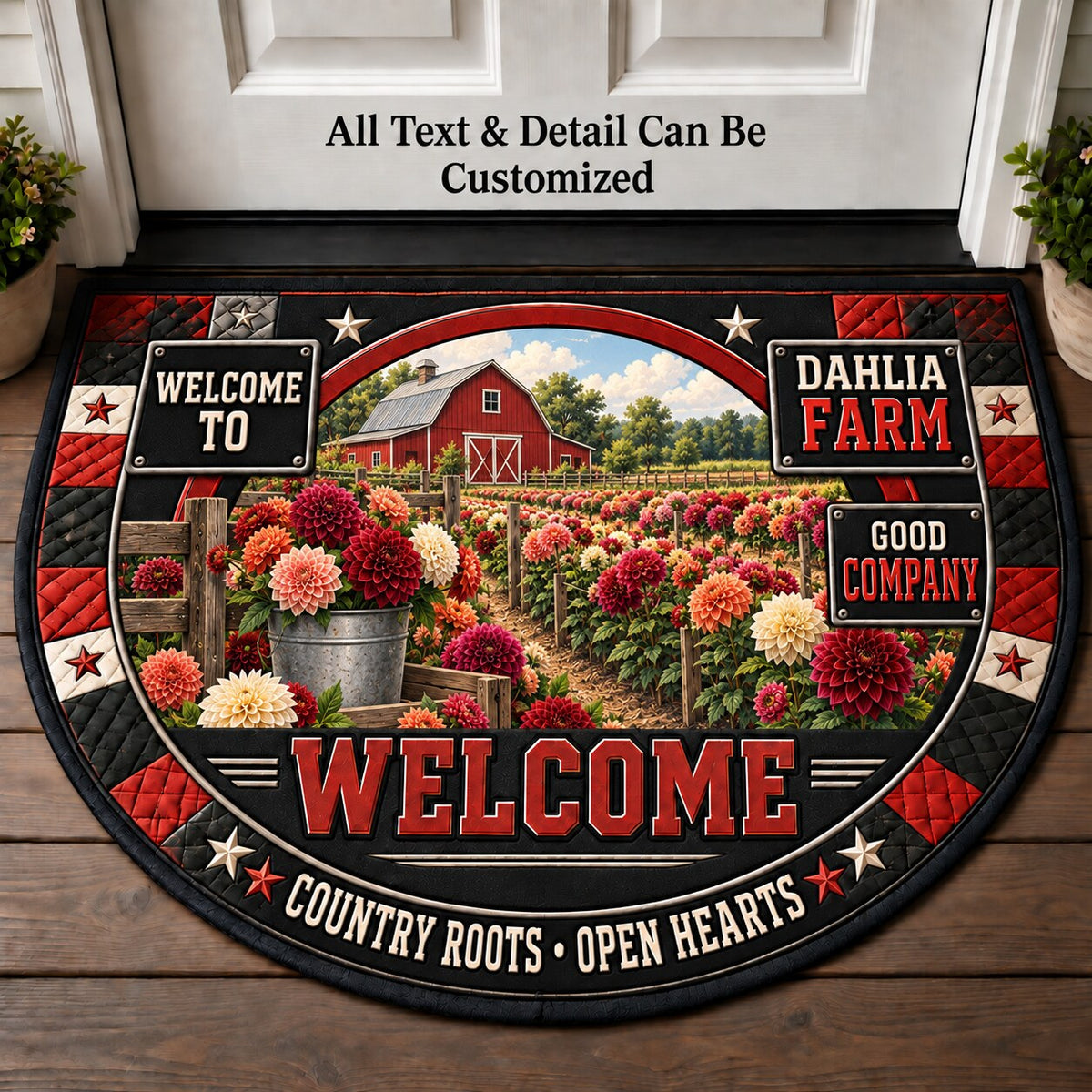Dahlia Farm Personalized Half Round Mat | 5To9Vibe