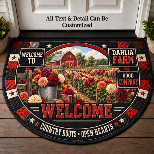 Dahlia Farm Personalized Half Round Mat | 5To9Vibe