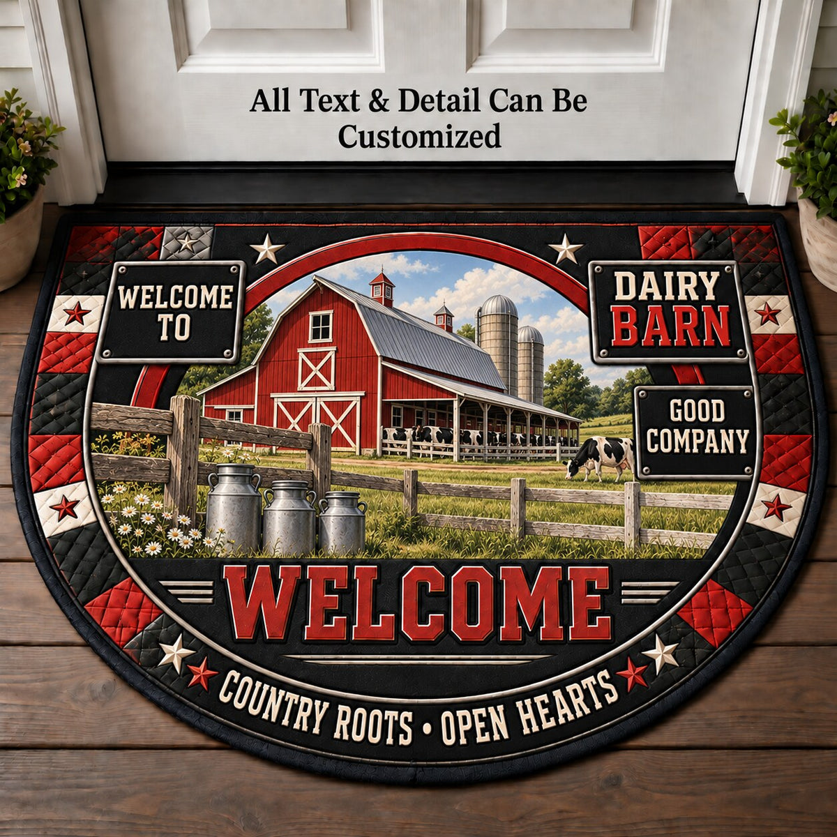 Dairy Barn Personalized Half Round Mat | 5To9Vibe