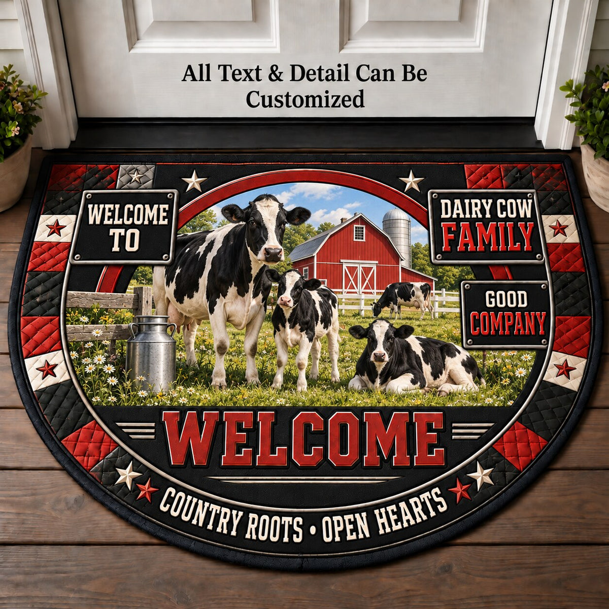 Dairy Cow Family Personalized Half Round Mat | 5To9Vibe