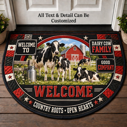 Dairy Cow Family Personalized Half Round Mat | 5To9Vibe