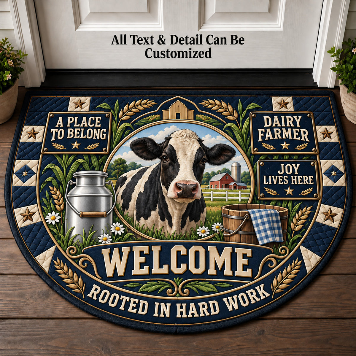 Dairy Farmer Personalized Half Round Mat | 5To9Vibe