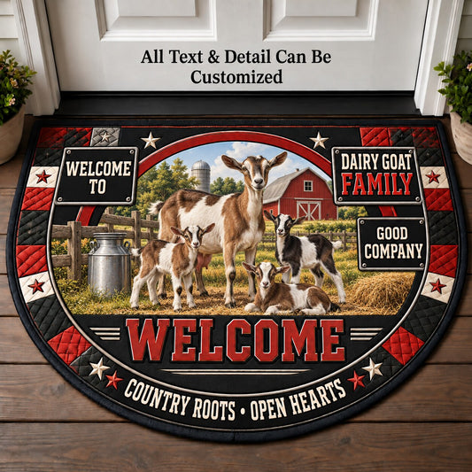 Dairy Goat Family Personalized Half Round Mat | 5To9Vibe