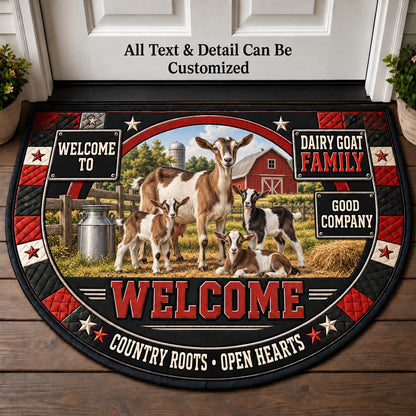 Dairy Goat Family Personalized Half Round Mat | 5To9Vibe