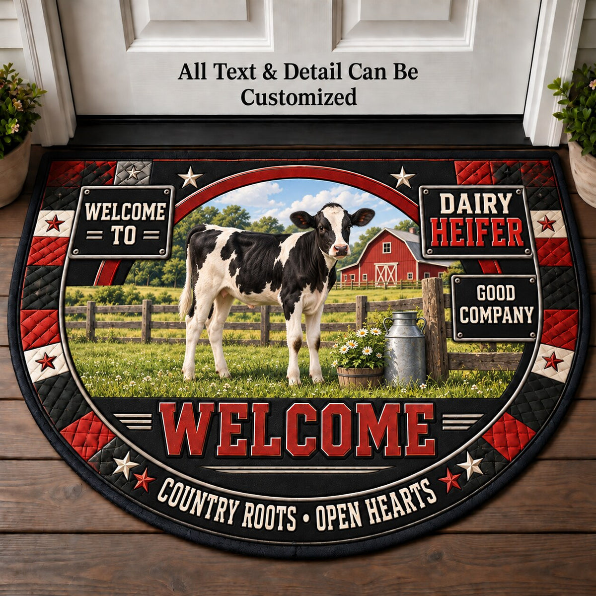 Dairy Heifer Personalized Half Round Mat | 5To9Vibe