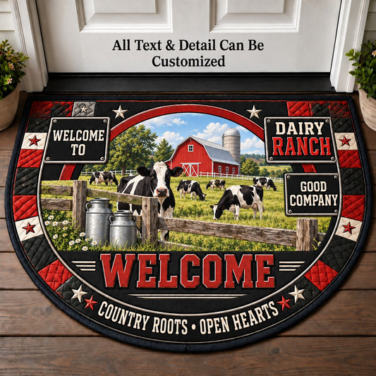 Dairy Ranch Personalized Half Round Mat | 5To9Vibe