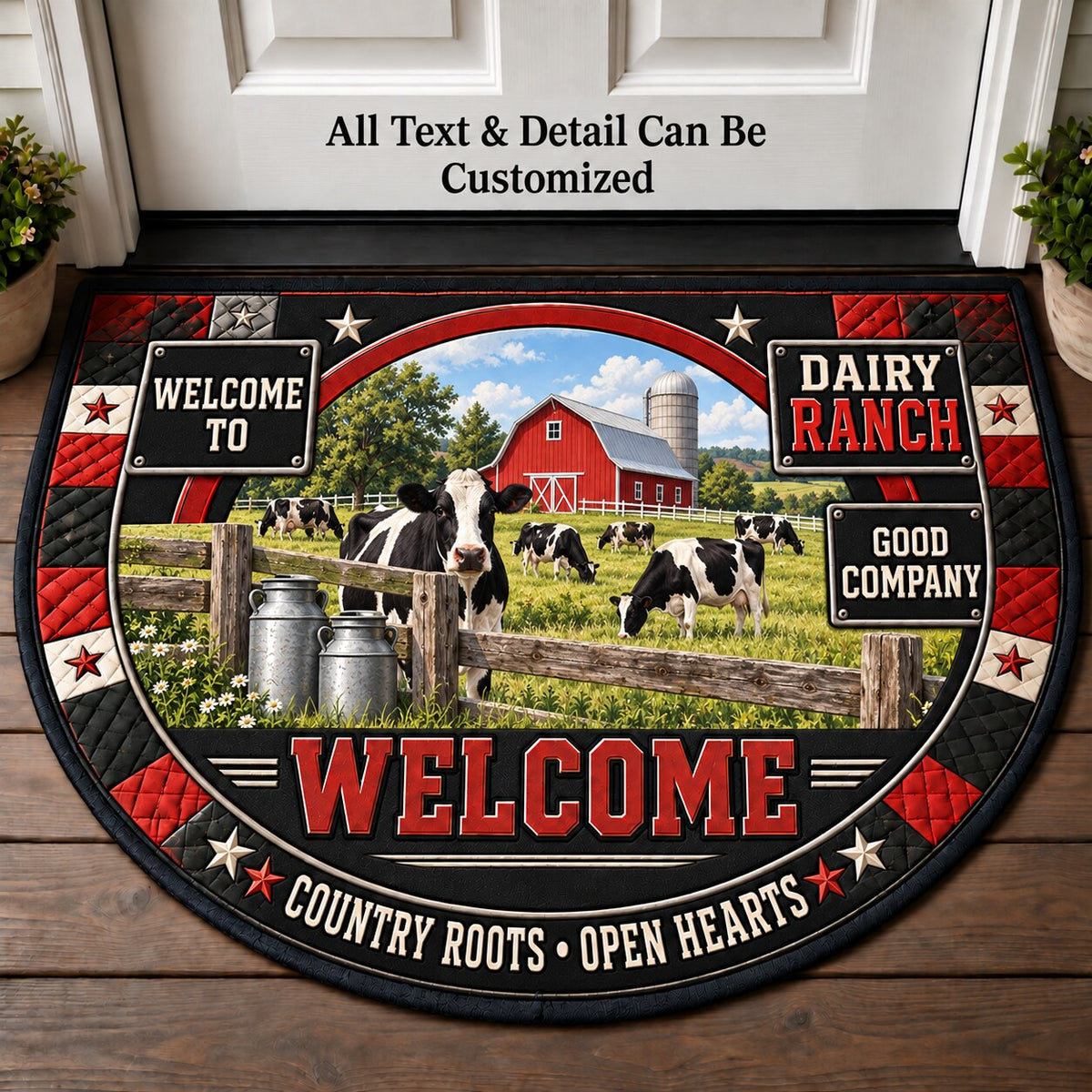 Dairy Ranch Personalized Half Round Mat | 5To9Vibe
