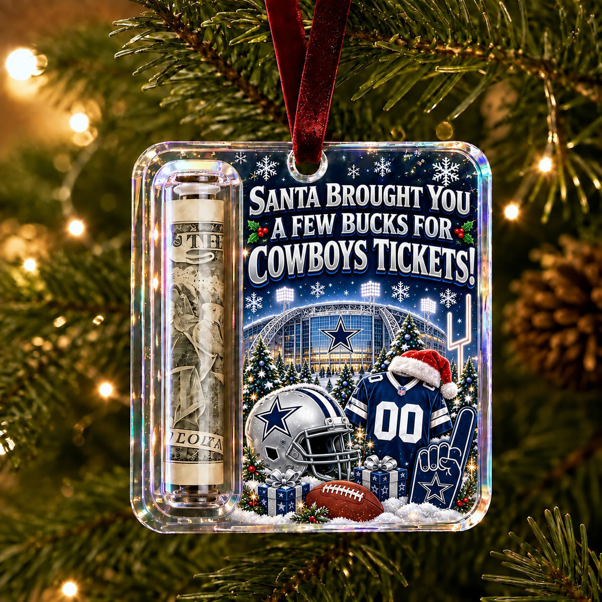 All Football Teams Christmas Money Holder Glass Ornament - 5to9vibe