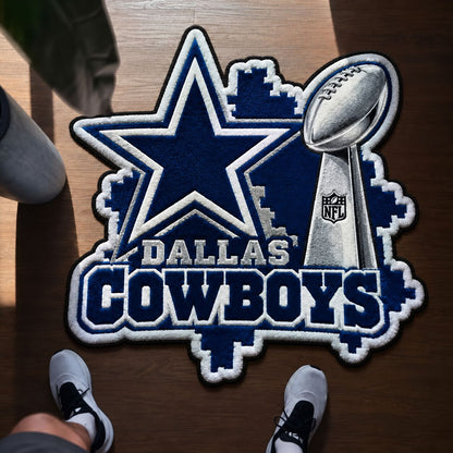 All Football Teams Logo Trophy City Map Football Fan Custom Shape Rug Print Premium Welcome Mat Washable Black Border Personalized Football Custom Shape Rug