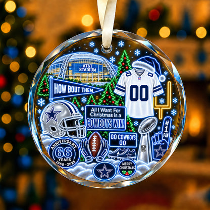 All Football Teams Christmas Neon Stadium Snow Glass Ornament With Gift Box - 5to9vibe