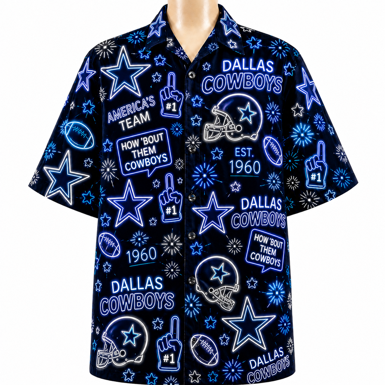 All Football Teams Neon Vibe Summer Button-Up Unisex Hawaiian Shirt For Men and Women
