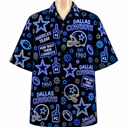 All Football Teams Neon Vibe Summer Button-Up Unisex Hawaiian Shirt For Men and Women