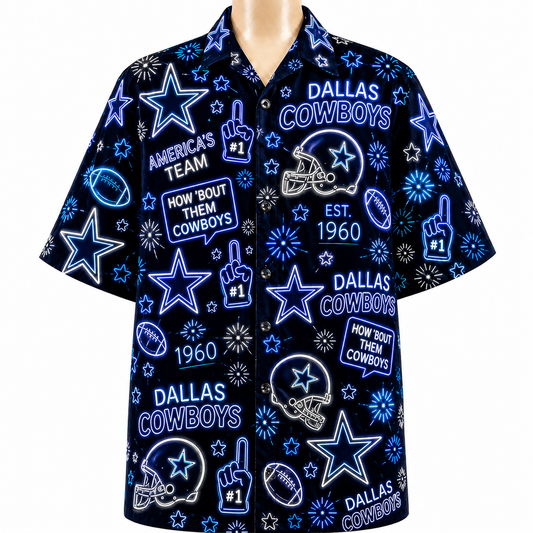 All Football Teams Neon Vibe Summer Button-Up Unisex Hawaiian Shirt For Men and Women