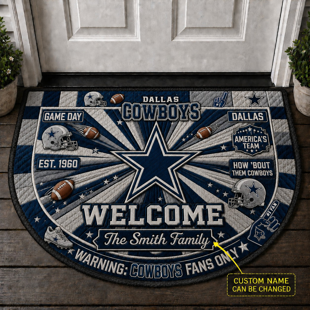 Official-Inspired Football Fan Custom Premium Welcome Mat – Personalized Doormat