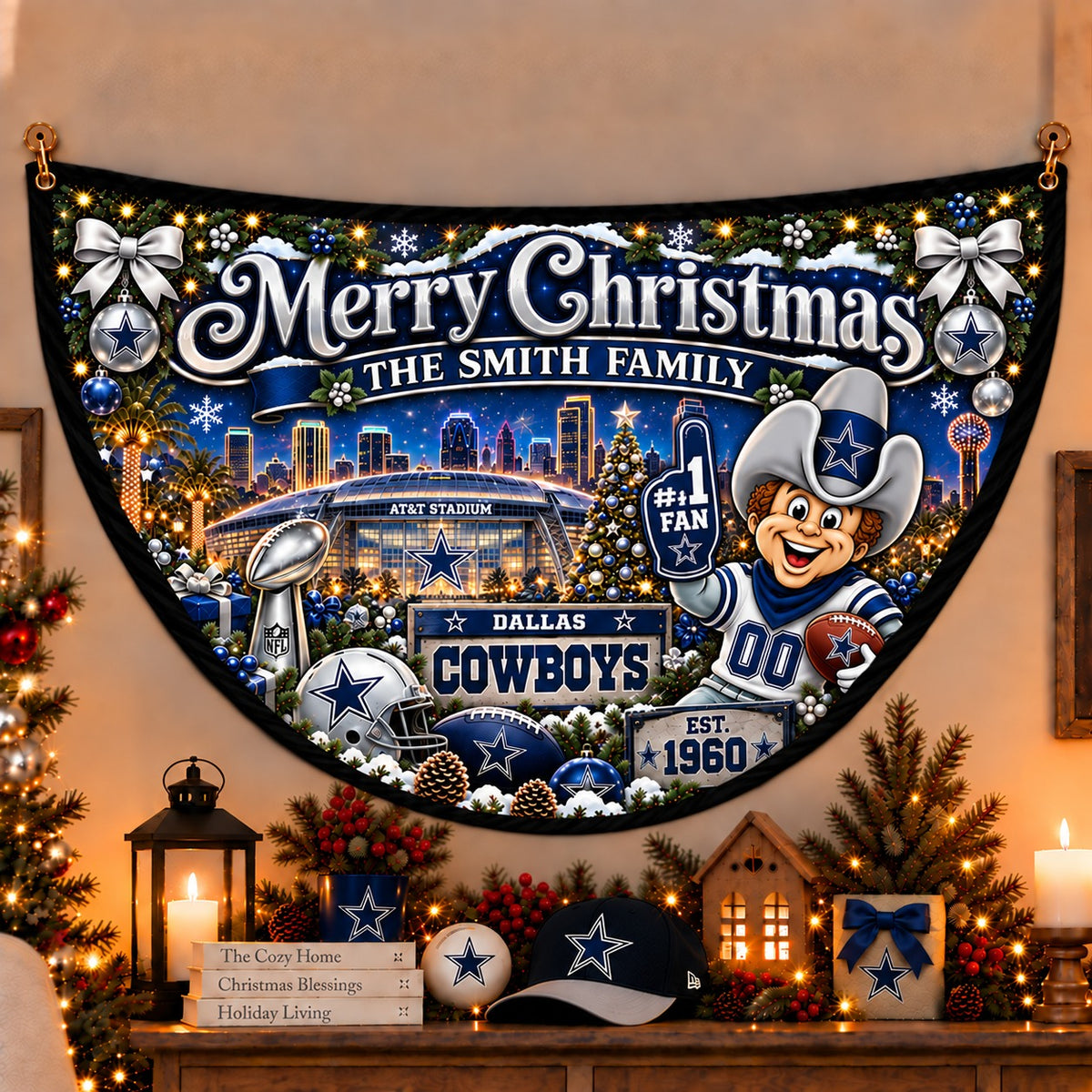 All Football Teams Personalized Christmas Night Bunting Flag - 5to9vibe