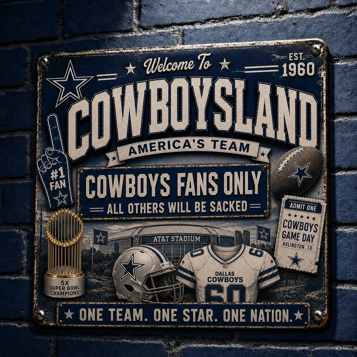All Football Fans Teams Rustic Only Vintage Metal Sign - 5to9vibe