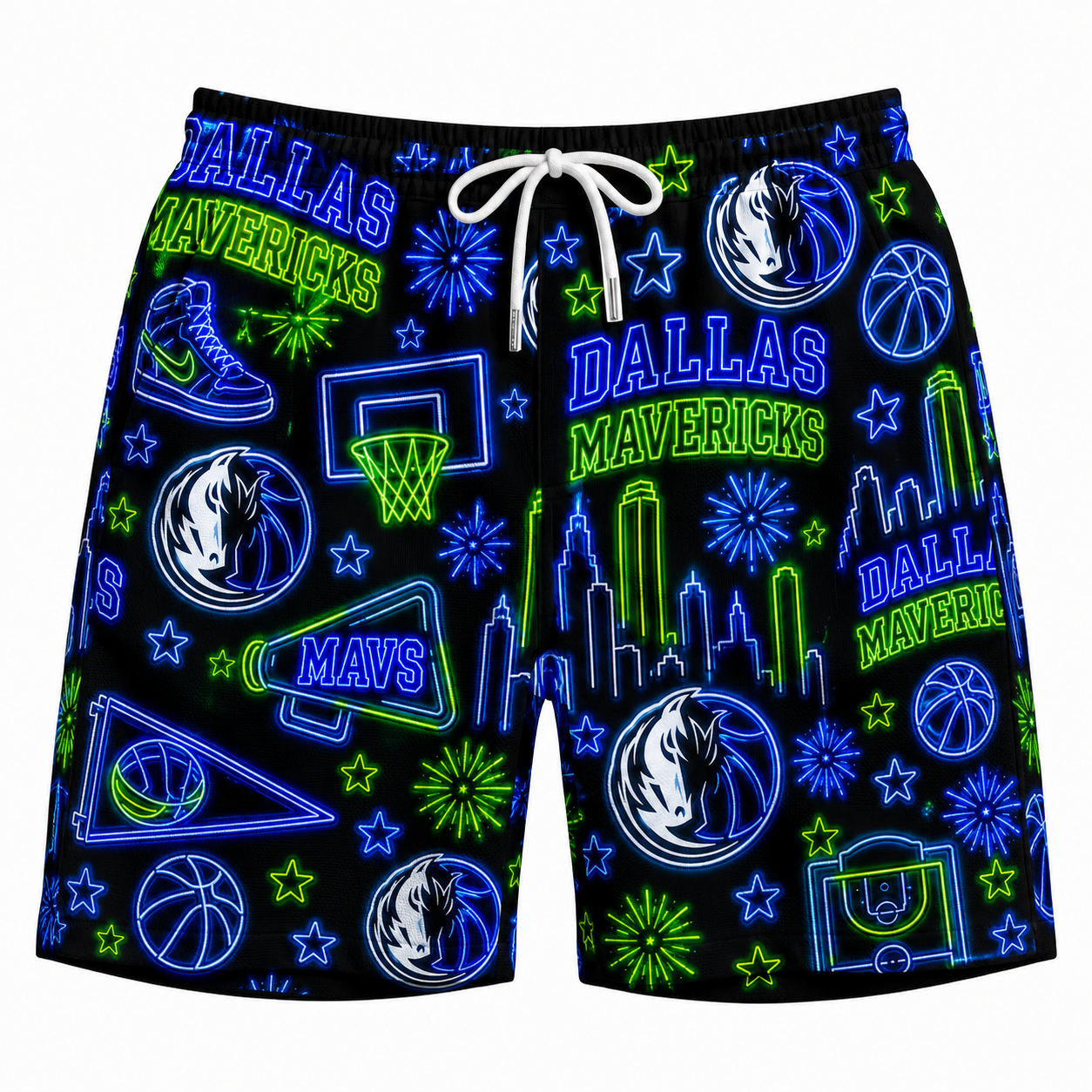 All Basketball Teams Neon Pattern Vibe Summer Party Button-Up Unisex Hawaiian Shirt For Men and Women