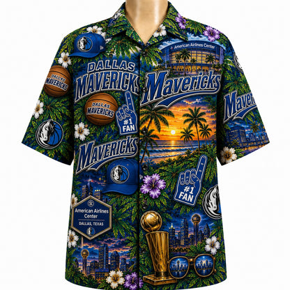 All Basketball Teams Tropical Sunset Paradise Pattern Vibe Summer Party Button-Up Unisex Hawaiian Shirt For Men and Women