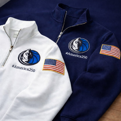 Football Logo America 250 Anniversary Embroidered Logo Premium Quarter Zip Sweatshirt, Inspired Quarter Zip Sweater