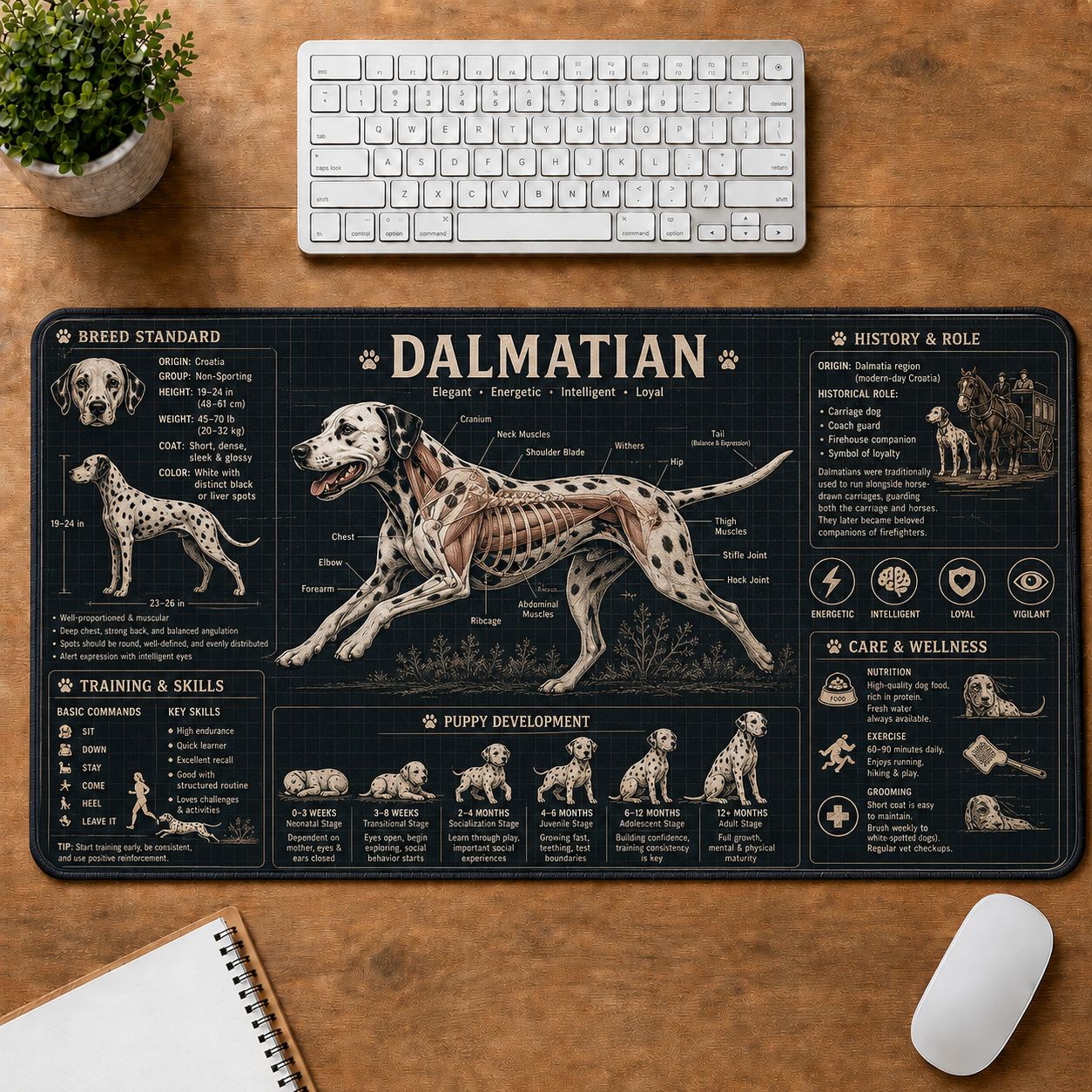 Dalmatian Dog Breed Visual Guide Desk Mat | 5To9Vibe