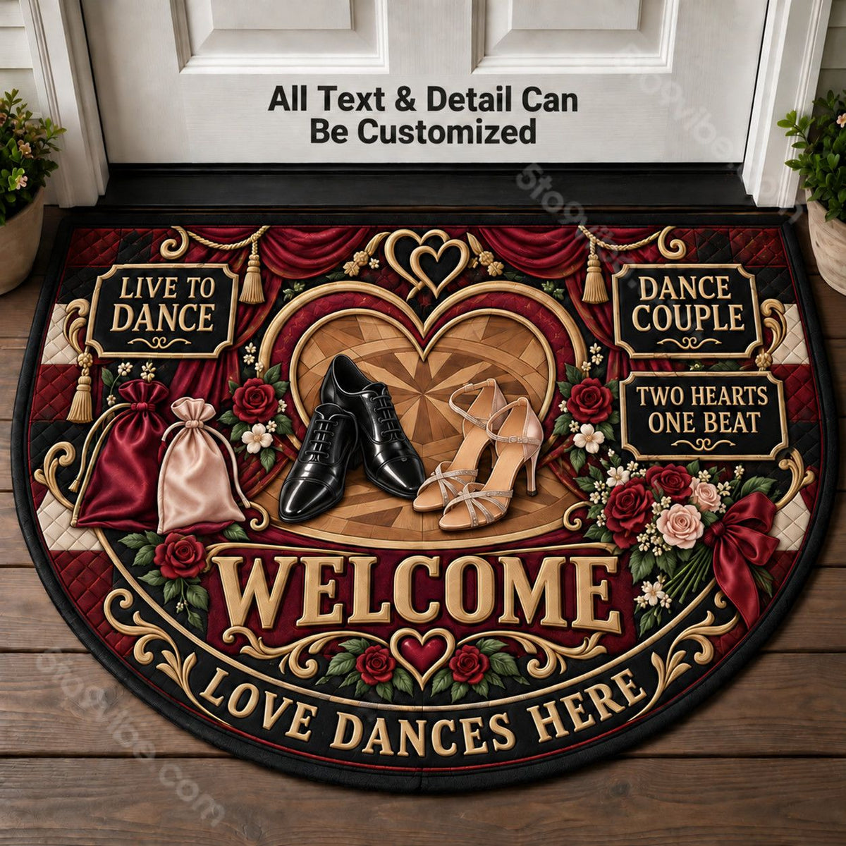 Dance Couple Personalized Half Round Mat | 5To9Vibe