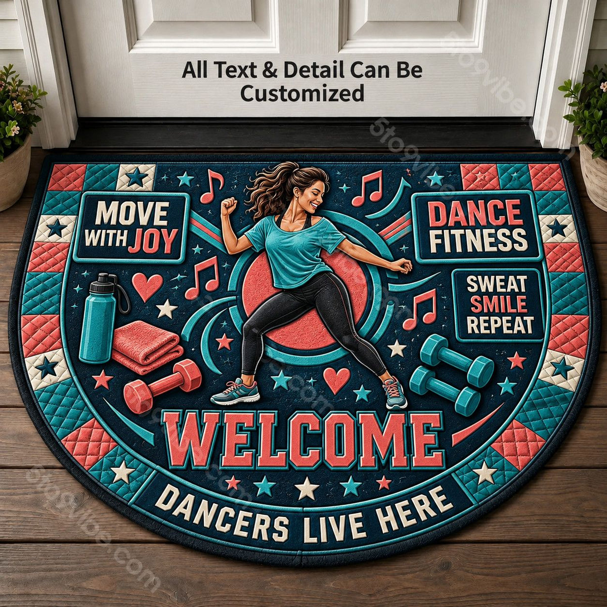 Dance Fitness Personalized Half Round Mat | 5To9Vibe