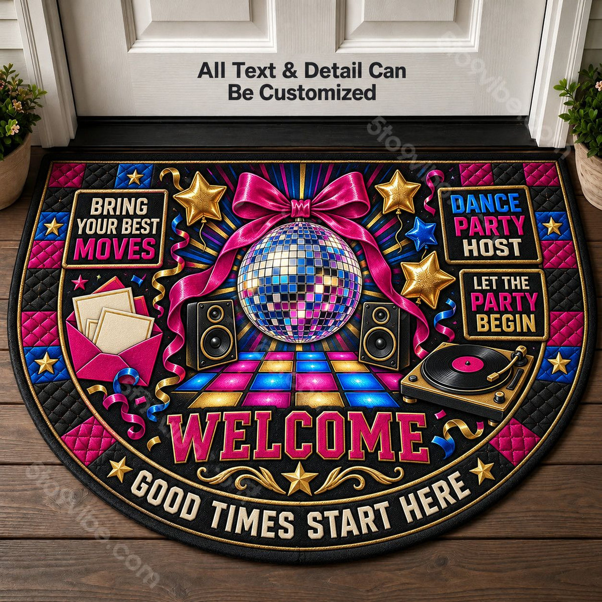 Dance Party Host Personalized Half Round Mat | 5To9Vibe