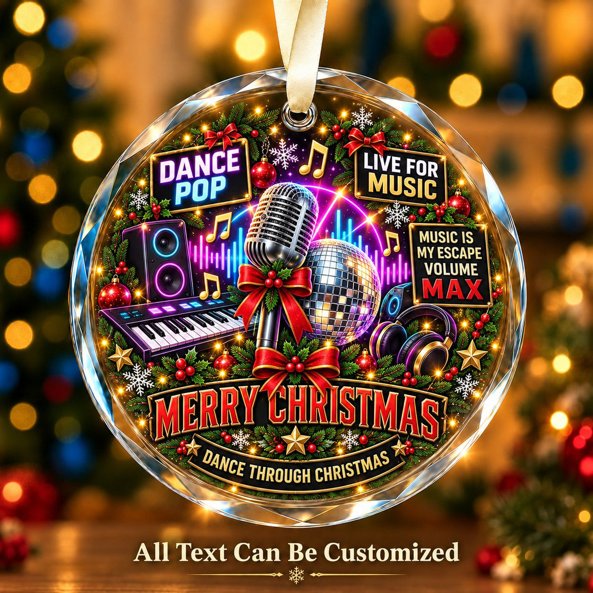 Dance Pop Personalized Glass Ornament | 5To9Vibe