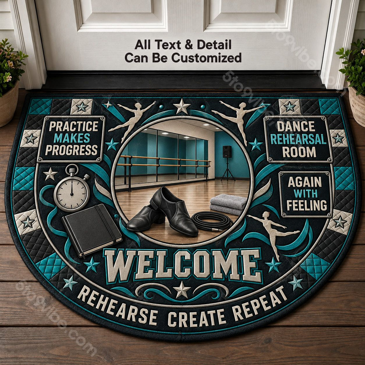 Dance Rehearsal Room Personalized Half Round Mat | 5To9Vibe