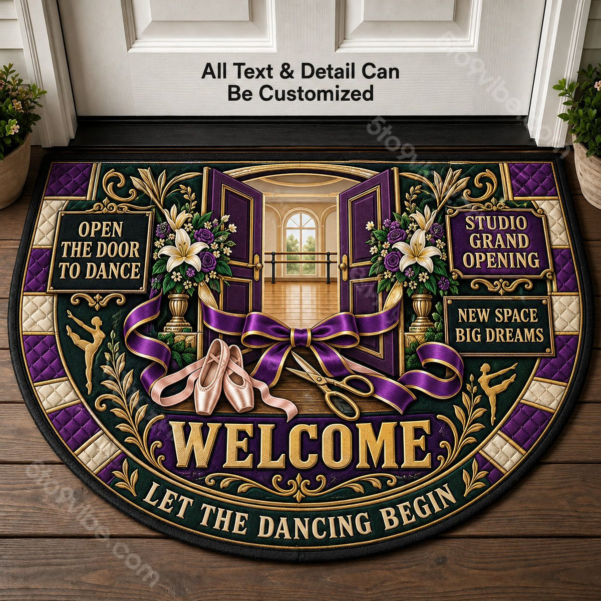 Dance Studio Grand Opening Personalized Half Round Mat | 5To9Vibe