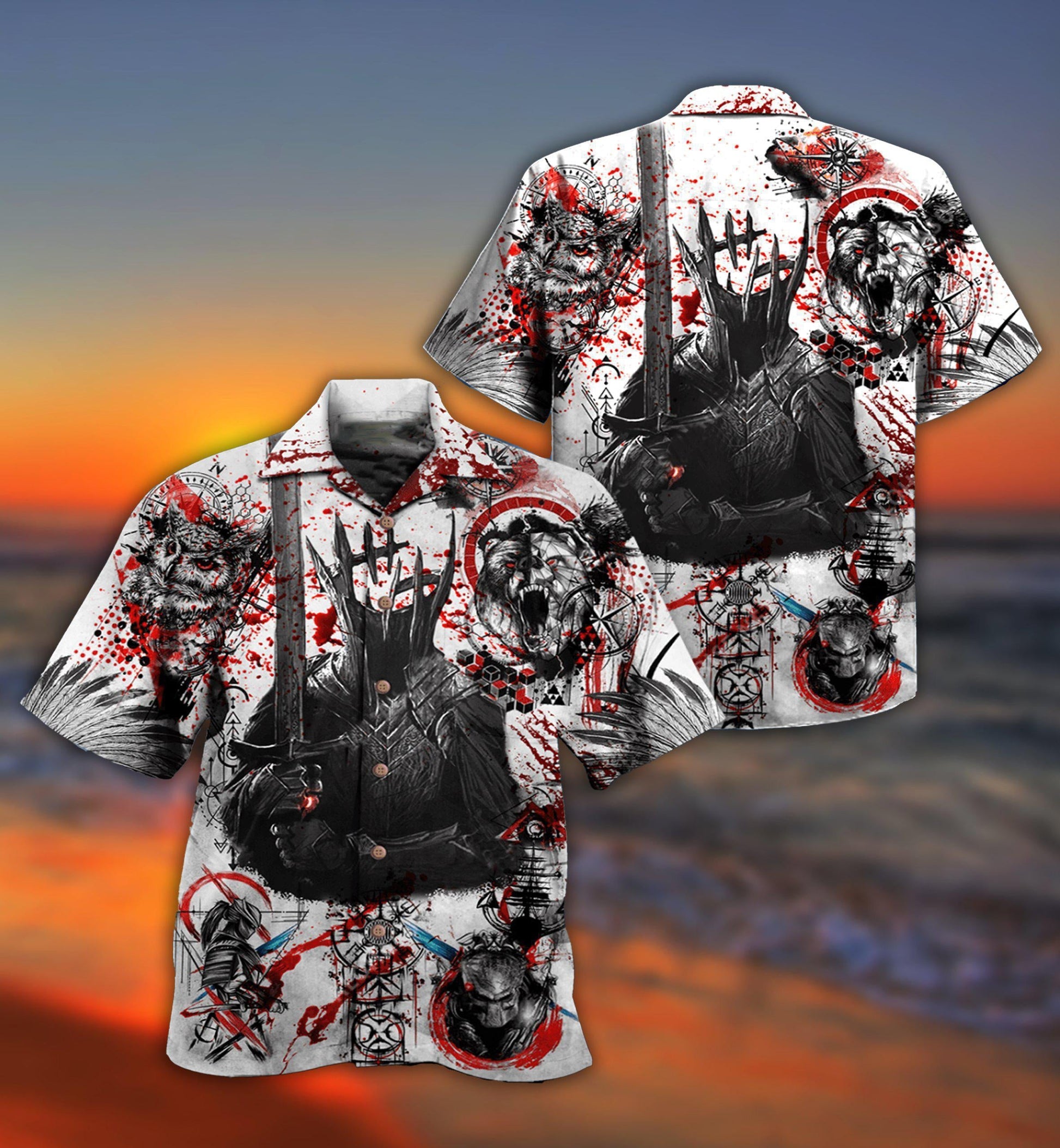 Viking Dare To Fight With Knight - Hawaiian Shirt 