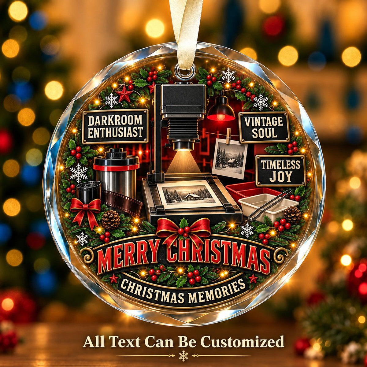 Darkroom Enthusiast Personalized Glass Ornament | 5To9Vibe