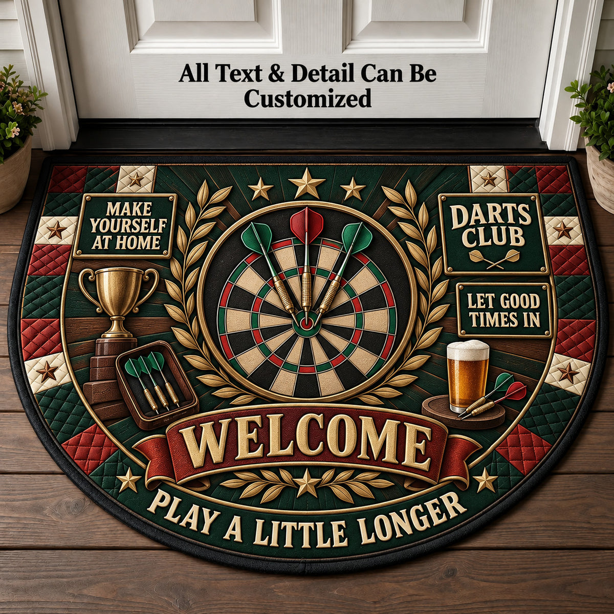 Darts Club Personalized Half Round Mat | 5To9Vibe